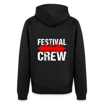 Festival Crew Musik Party Team Festival - Unisex Premium Bio Zip Hoodie - Schwarz - Hinten - Nico (187cm)