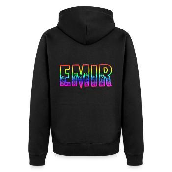 Emir RS Rainbow - Unisex Premium Organic Zip Hoodie - black - Back - Nico (187cm)
