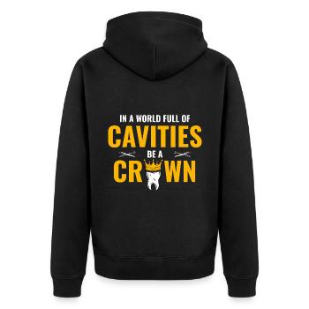 In einer Welt voller Karies Seien Sie eine Kronenzahnarzthöhle - Unisex Premium Bio Zip Hoodie - Schwarz - Hinten - Nico (187cm)