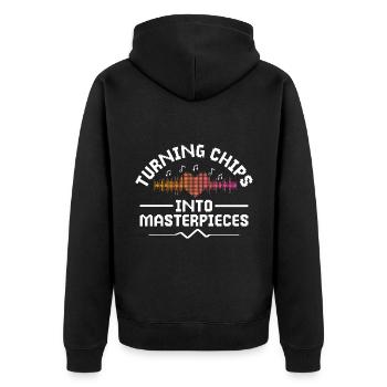 Chiptune Music Lover Groove zu den Bleeps und Bloo - Unisex Premium Bio Zip Hoodie - Schwarz - Hinten - Nico (187cm)
