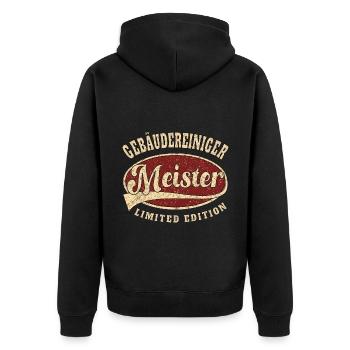Gebäudereiniger Meister limited edition - Unisex Premium Bio Zip Hoodie - Schwarz - Hinten - Nico (187cm)