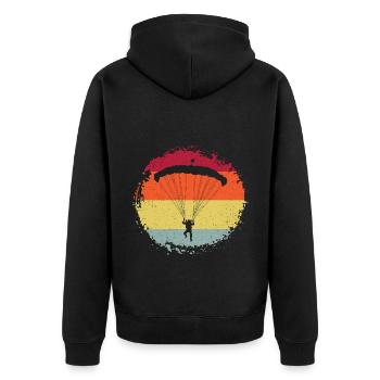 Retro Graphic Paragliding Paraglider Parachute Sky - Unisex Premium Bio Zip Hoodie - Schwarz - Hinten - Nico (187cm)