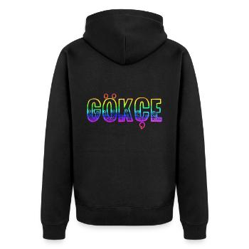 Gökçe RS Arc-en-ciel - Veste à capuche bio Premium Unisexe - noir - Dos - Nico (187cm)