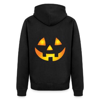Carved Pumpkin Face - Unisex Premium Organic Zip Hoodie - black - Back - Nico (187cm)