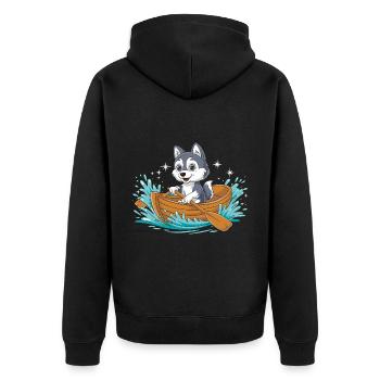 A Husky Boating Paddle Boat - Unisex Premium Organic Zip Hoodie - black - Back - Nico (187cm)