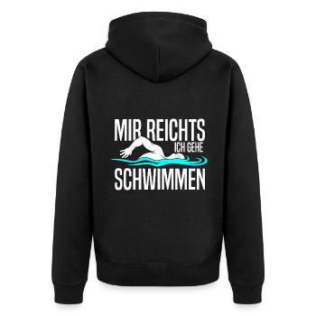 Mir reichts ich gehe Schwimmen Schwimmer - Unisex Premium Bio Zip Hoodie - Schwarz - Hinten - Nico (187cm)