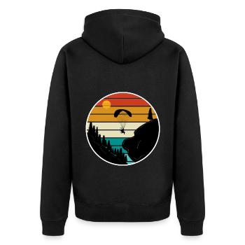 Retro Graphic Paragliding Paraglider Parachute Sky - Unisex Premium Bio Zip Hoodie - Schwarz - Hinten - Nico (187cm)