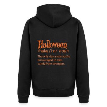 Halloween Funny Dictionary Définition - Veste à capuche bio Premium Unisexe - noir - Dos - Nico (187cm)