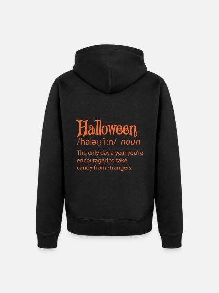 Halloween Funny Dictionary Definition - Unisex Premium Organic Zip Hoodie - black