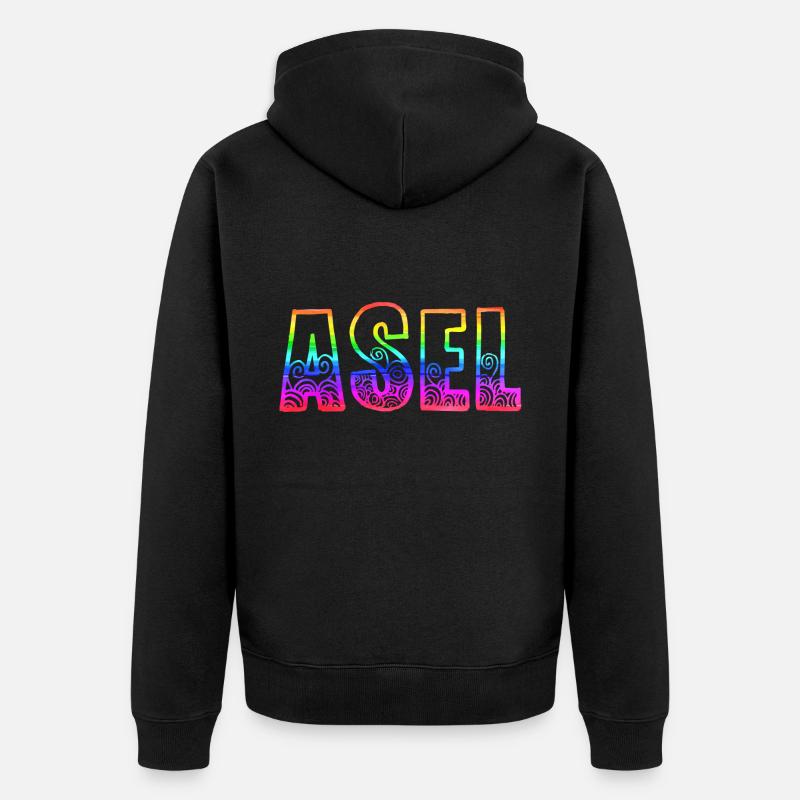 asel rs regenbogen - Unisex Premium Bio Zip Hoodie - Schwarz