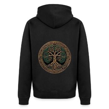 Celtic Tree of Life - Embody the deep - Unisex Premium Organic Zip Hoodie - black - Back - Nico (187cm)