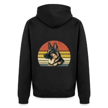 Retro Vintage German Shepherd GSD Dog Lover German - Unisex Premium Organic Zip Hoodie - black - Back - Nico (187cm)