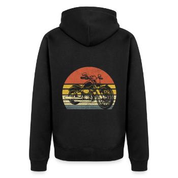 Retro Motorcycle Biker Motorcyclist Motorcycling B - Unisex Premium Organic Zip Hoodie - black - Back - Nico (187cm)