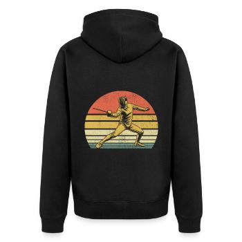 Retro Fence Sword Epee Fencing Fencer Athlete - Unisex Premium Organic Zip Hoodie - black - Back - Nico (187cm)