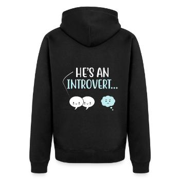 Il est un introverti Dictons pour les introvertis - Veste à capuche bio Premium Unisexe - noir - Dos - Nico (187cm)