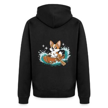 A Corgi Boating Paddle Boat - Unisex Premium Organic Zip Hoodie - black - Back - Nico (187cm)