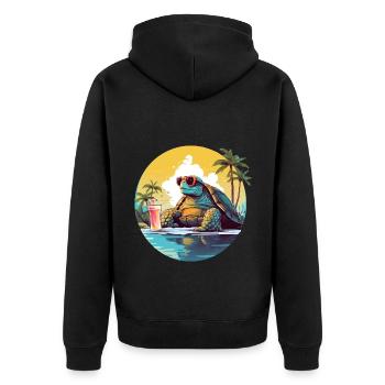 Tortue détendue sur la plage : Urlau tropicale - Veste à capuche bio Premium Unisexe - noir - Dos - Nico (187cm)