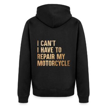 Je ne peux pas avoir à réparer ma moto - Veste à capuche bio Premium Unisexe - noir - Dos - Nico (187cm)