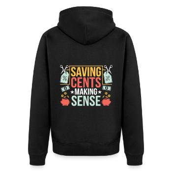 Saving Cents Making Sense Couponer Shopper Save - Unisex Premium Organic Zip Hoodie - black - Back - Nico (187cm)
