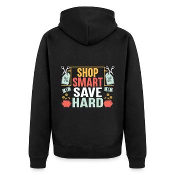 Shop Smart Save Hard Couponer Shopper Économisez de l’argent - Veste à capuche bio Premium Unisexe - noir - Dos - Nico (187cm)