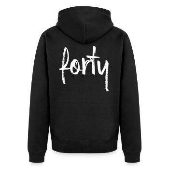 40 forty 40. Geburtstag Geschenk Zahl 40 Nummer - Unisex Premium Bio Zip Hoodie - Schwarz - Hinten - Nico (187cm)