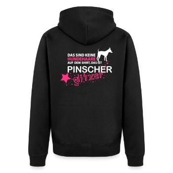 Pinscher - Unisex Premium Bio Zip Hoodie - Schwarz - Hinten - Nico (187cm)