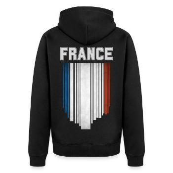 Drapeau de la France, fierté française - Veste à capuche bio Premium Unisexe - noir - Dos - Nico (187cm)