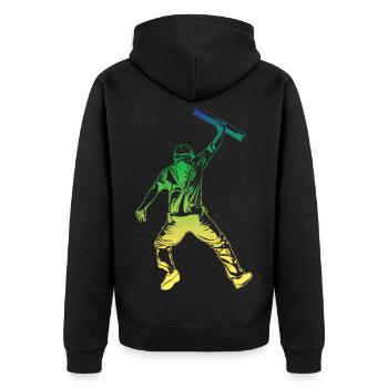 Architekt Retro Stil - Unisex Premium Bio Zip Hoodie - Schwarz - Hinten - Nico (187cm)