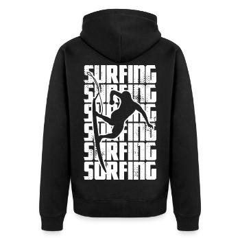 Surfing - Unisex Premium Organic Zip Hoodie - black - Back - Nico (187cm)