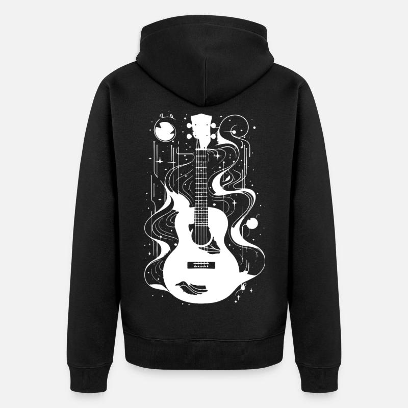 Dessin de ukulélé - Veste à capuche bio Premium Unisexe - noir