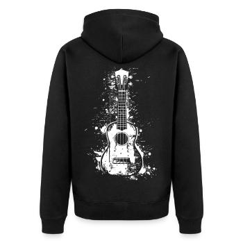 Ukulele Graffiti - Unisex Premium Organic Zip Hoodie - black - Back - Nico (187cm)