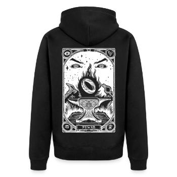 Tarot à un anneau blanc - Veste à capuche bio Premium Unisexe - noir - Dos - Nico (187cm)