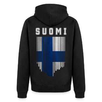 Flag of Finland, Finnish pride - Unisex Premium Organic Zip Hoodie - black - Back - Nico (187cm)