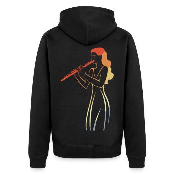 Vintage Flötenspielerin Skizze - Unisex Premium Bio Zip Hoodie - Schwarz - Hinten - Nico (187cm)
