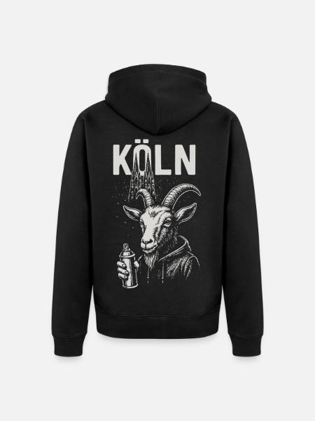 Kölner Streetstyle Ziege - Unisex Premium Bio Zip Hoodie - Schwarz