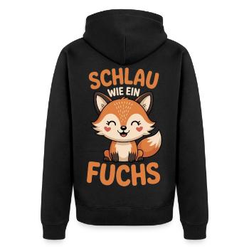 Schlau Wie Ein Fuchs Humor - Unisex Premium Bio Zip Hoodie - Schwarz - Hinten - Nico (187cm)