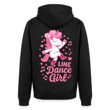 Line Dance Unicorn Girl - Dancing Gift - Unisex Premium Organic Zip Hoodie - black - Back - Nico (187cm)