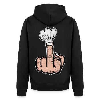Doigt du milieu Stinky Finger chapeau de chef Design - Veste à capuche bio Premium Unisexe - noir - Dos - Nico (187cm)