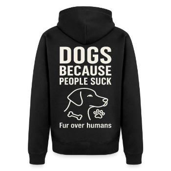 Les chiens parce que les gens sont de la merde - Veste à capuche bio Premium Unisexe - noir - Dos - Nico (187cm)
