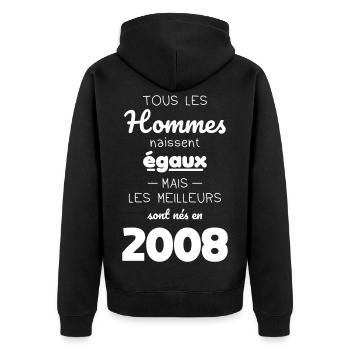 18 Jahre alt – Die Besten wurden 2008 geboren - Unisex Premium Bio Zip Hoodie - Schwarz - Hinten - Nico (187cm)