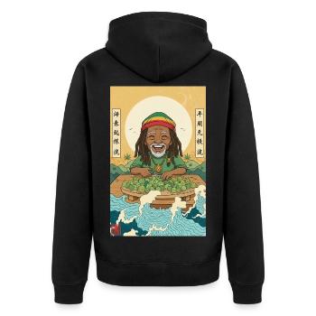 Kawaii Weed Smoker - Unisex Premium Organic Zip Hoodie - black - Back - Nico (187cm)