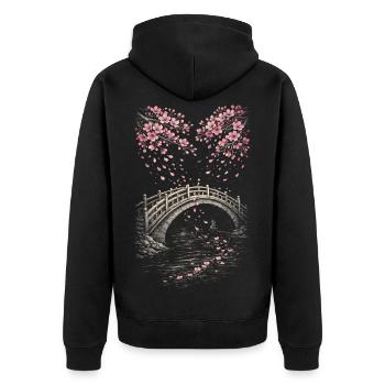 Fleurs de cerisier Sakura Fleurs de cerisier - Veste à capuche bio Premium Unisexe - noir - Dos - Nico (187cm)