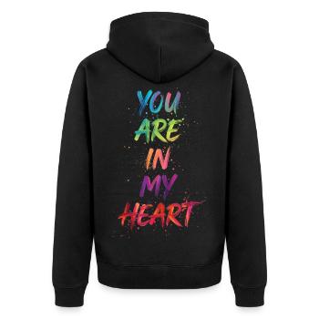 You Are In My Heart Color Text Painting Print - Unisex Premium Organic Zip Hoodie - black - Back - Nico (187cm)