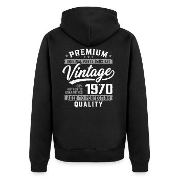 Vintage 1970 Retro 1970 Anniversaire 1970 - Veste à capuche bio Premium Unisexe - noir - Dos - Nico (187cm)