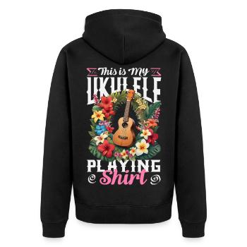 Voici mon maillot de ukulélé, guitare hawaïenne - Veste à capuche bio Premium Unisexe - noir - Dos - Nico (187cm)