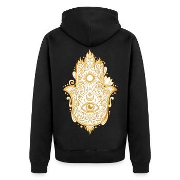 Spiritualité Méditation Géométrie sacrée Lotus - Veste à capuche bio Premium Unisexe - noir - Dos - Nico (187cm)
