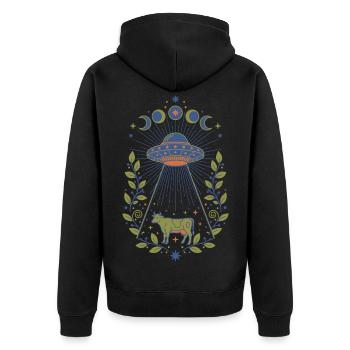 Spiritualität Heilige Geometrie Meditation Zen - Unisex Premium Bio Zip Hoodie - Schwarz - Hinten - Nico (187cm)