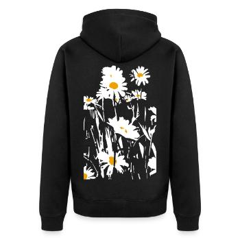 DAISIES - Unisex Premium Organic Zip Hoodie - black - Back - Nico (187cm)