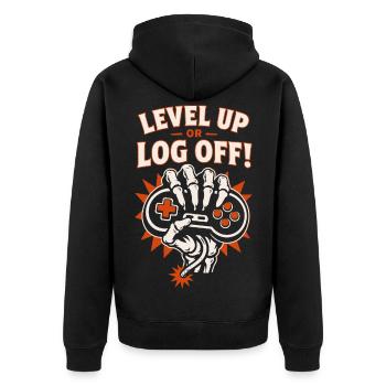 Monter de niveau ou se déconnecter Gaming Skeleton - Veste à capuche bio Premium Unisexe - noir - Dos - Nico (187cm)
