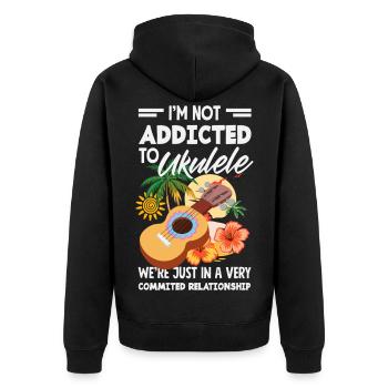 Funny Ukulele Designs and Sayings - Unisex Premium Organic Zip Hoodie - black - Back - Nico (187cm)